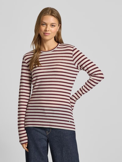 Windsor Longsleeve mit geripptem Rundhalsausschnitt Bordeaux 4