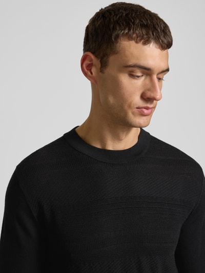 SELECTED HOMME Wollpullover mit Strukturmuster Modell 'TRAY' Black 3