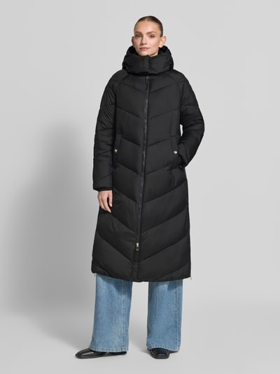 JOOP! relaxed fit gewatteerde mantel met capuchon Zwart - 4