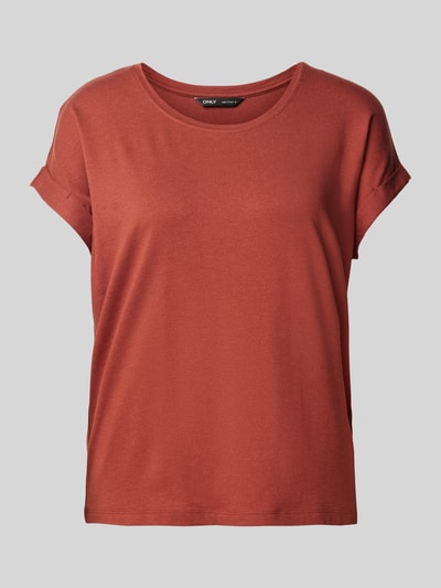 Only Regular fit T-shirt met viscose, model 'MOSTER' Roestrood - 2