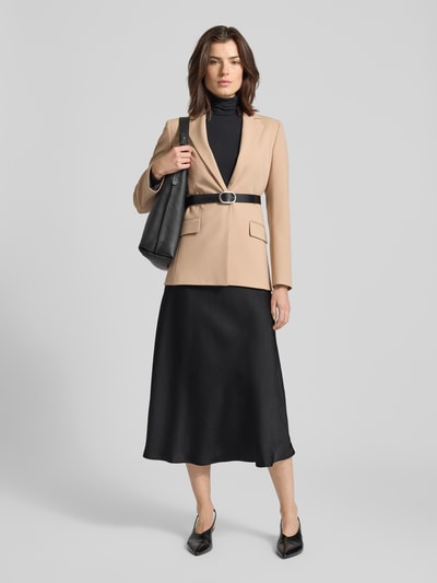 Neo Noir Midirok van satijn met elastische band, model 'Bovary' Zwart - 1