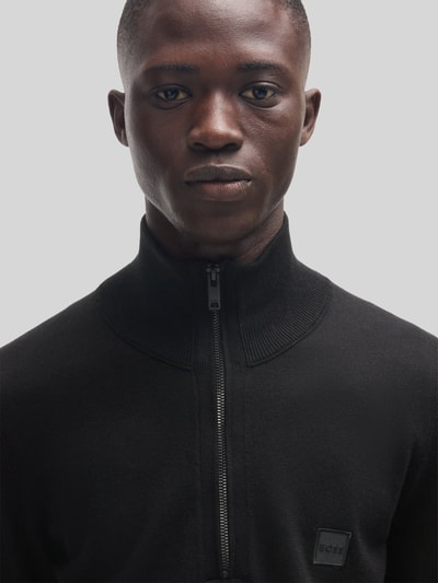 BOSS Orange Regular Fit Troyer aus Baumwoll-Kaschmir-Mix Modell 'KANOBIX_S' Black 3