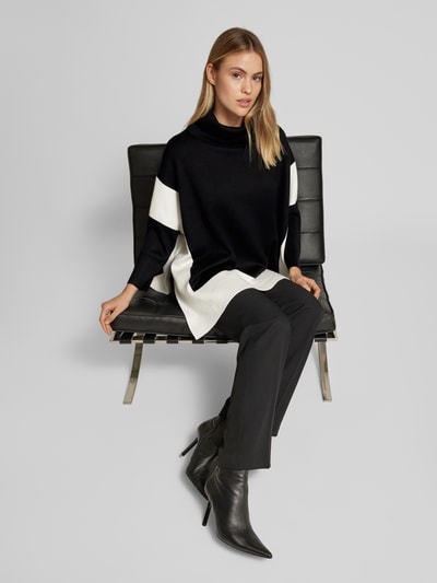 s.Oliver BLACK LABEL Oversized Pullover-Poncho aus Viskose-Mix mit Color-Blocking Black 1