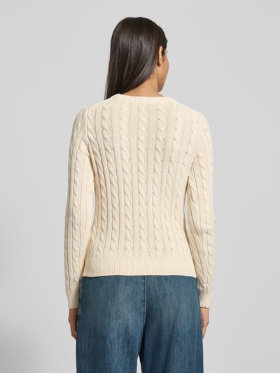 Jake*s Casual Slim Fit Longsleeve in Strick-Optik Ecru 5