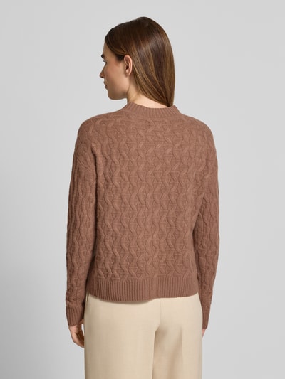 Christian Berg Woman Gebreide pullover van kasjmier met ronde hals Hazelnoot - 5
