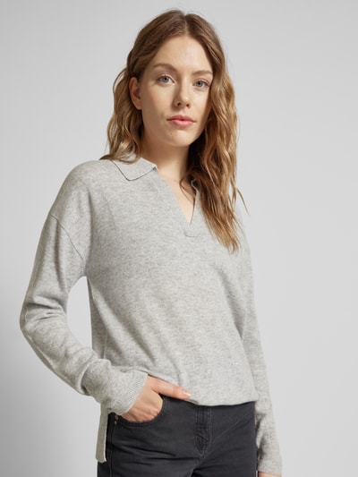 Brax Gebreide pullover met labeldetail, model 'LILLIAN' Middengrijs gemêleerd - 3