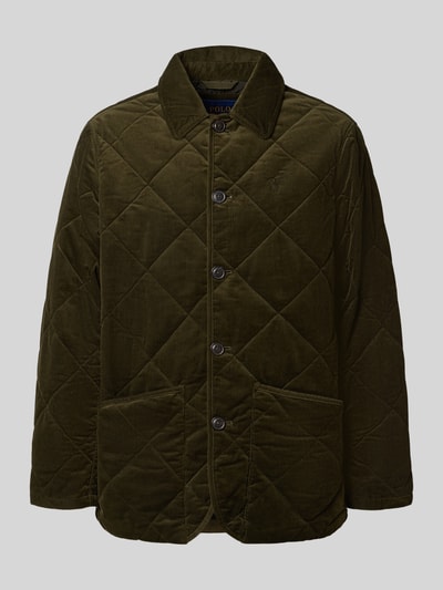 Produktfoto, Regular Fit Cordjacke mit Umlegekragen von Polo Ralph Lauren in Dunkelgrün, Strukturmuster, Logo-Stitching, Cord, 100% Baumwolle.