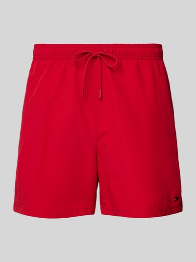 Tommy Hilfiger Regular Fit Badeshorts mit Logo-Stitching Rot 1