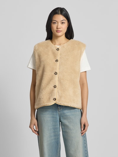 LOLLYS LAUNDRY Weste aus Teddyfell mit Knopfleiste Modell 'Jace' Sand 4