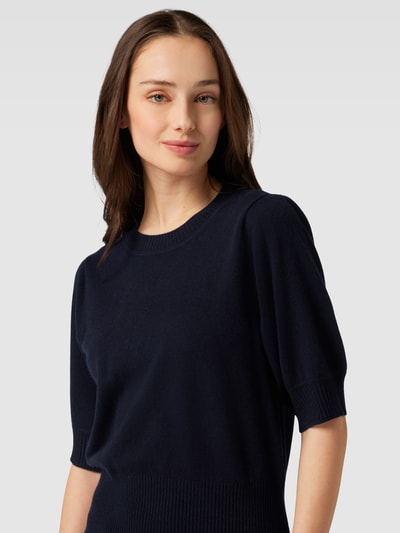 Repeat Strickpullover mit geripptem Rundhalsausschnitt Marineblau 3