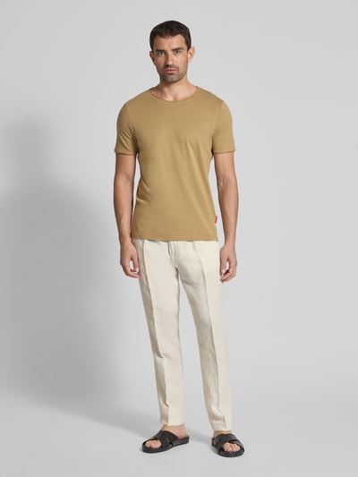 JOOP! Jeans T-Shirt mit geripptem Rundhalsausschnitt Modell 'Cesare' Oliv 1