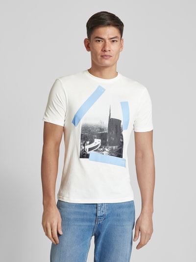 ARMANI EXCHANGE T-shirt z nadrukiem z logo Złamany biały 4