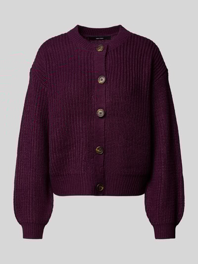 Vero Moda Relaxed fit gebreid jack met enkele knoopsluiting, model 'LEA' Bordeaux - 2