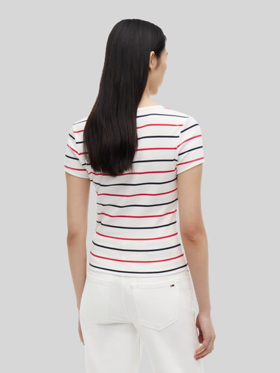 Tommy Jeans t-shirt o kroju slim fit z mieszanki bawełny Biały 5