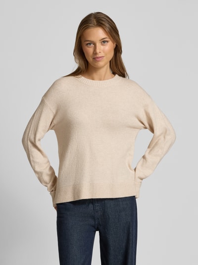 s.Oliver RED LABEL Sweter z dzianiny o kroju relaxed fit z mieszanki bawełny z dodatkiem wełny Beżowy 4