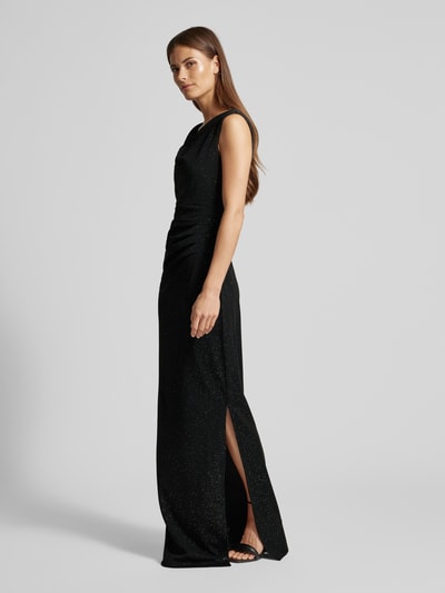 Christian Berg Cocktail Abendkleid mit Wasserfall-Ausschnitt Black 1