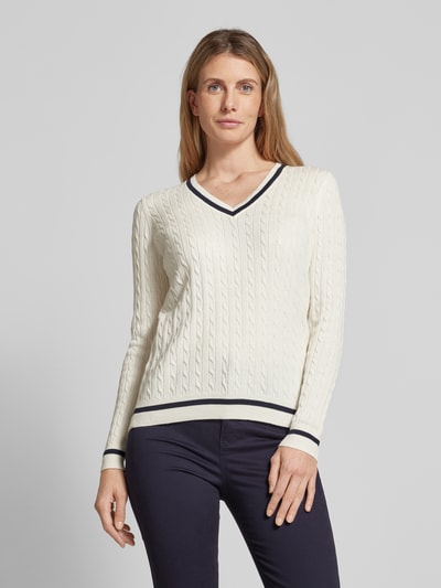 Christian Berg Woman Strickpullover mit gerippten Abschlüssen Offwhite 4