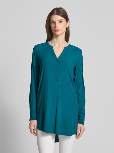 Christian Berg Woman Bluzka o kroju regular fit z kołnierzem z lamówką Petrol 4