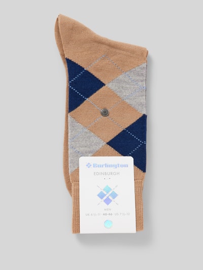 Burlington Socken mit Label-Detail Modell 'Edinburgh' Camel 3