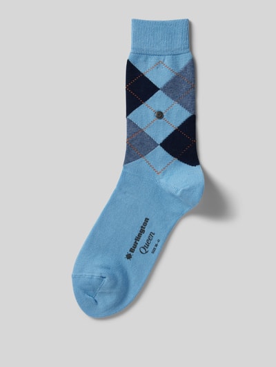 Burlington Socken mit Zickzack-Muster Modell 'Queen' Hellblau 1