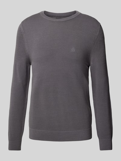 Marc O'Polo Gebreide pullover met labelstitching Antraciet - 2