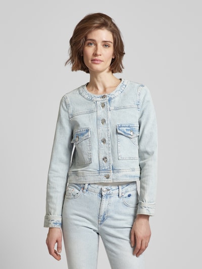 Oui Jeansjacke mit Rundhalsausschnitt Hellblau 4