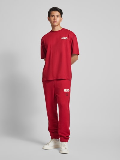 Hugo Blue Oversized T-shirt met labelprint, model 'Nimayliti' Rood - 1