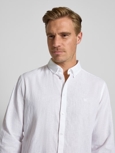 Casual Friday Regular fit linnen overhemd met button-downkraag, model 'Anton' Wit - 3
