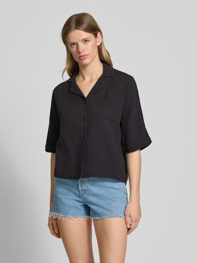 Only Boxy fit blouse met korte mouwen van zuiver katoen, model 'THYRA' Donkergrijs - 4