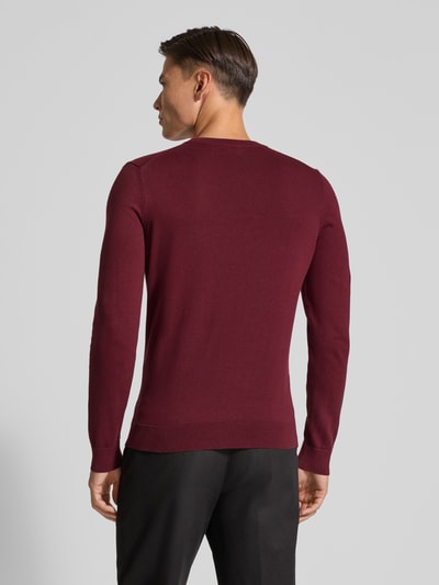 HUGO Regular Fit Strickpullover aus reiner Baumwolle Modell 'SAN CASSIUS' Bordeaux 5