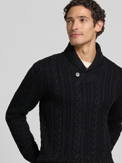 JACK & JONES Premium Gebreide pullover met kabelpatroon model 'CALLUM' Zwart - 3