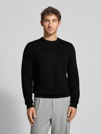 Casual Friday Strickpullover mit Rundhalsausschnitt Modell 'THEO' Black 4