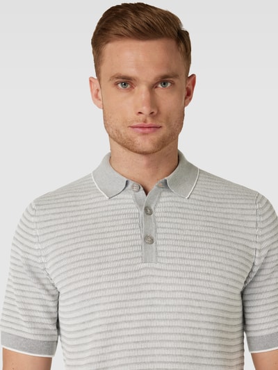 Cinque Slim Fit Poloshirt mit Streifenmuster Modell 'Flavius' Silber 3