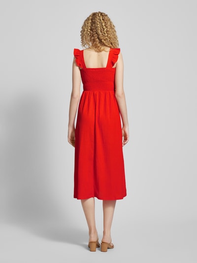 Pieces Sukienka midi z marszczonymi detalami model ‘LUNA’ Jasnoczerwony 5