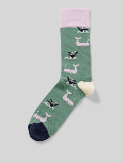 DillySocks Sokken met motiefstitching, model 'Whale Party' Grafiet - 1