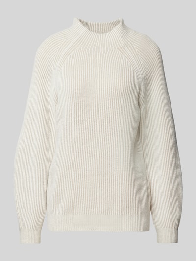 Tom Tailor Loose Fit Strickpullover mit gestreiftem Ripp-Muster Beige 1