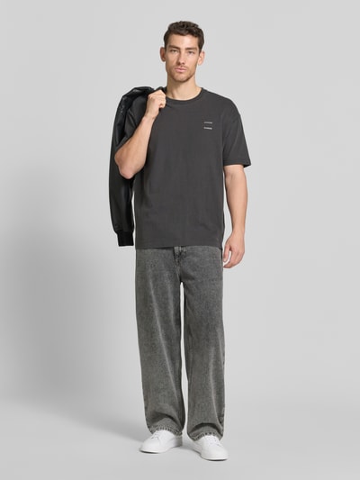Samsøe Samsøe t-shirt z nadrukiem z logo model 'JOEL' Antracytowy 1