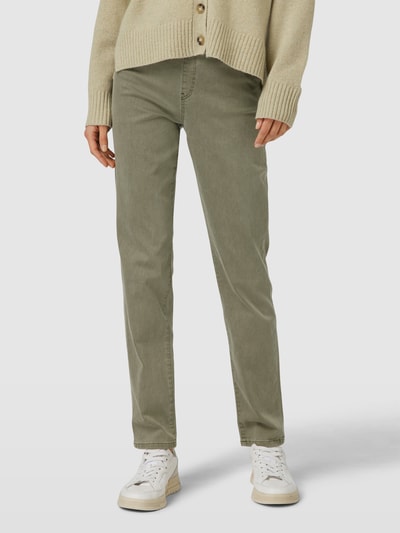 Marc Cain Jeansy o kroju slim fit z elastycznym pasem z logo model ‘SIENA’ Khaki 4