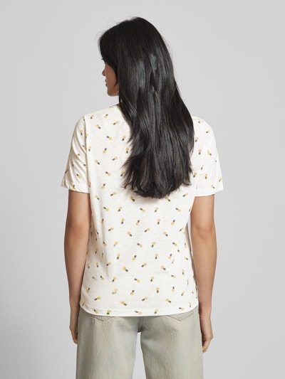 Fransa T-shirt met all-over motiefprint, model 'Hazel' Geel - 5