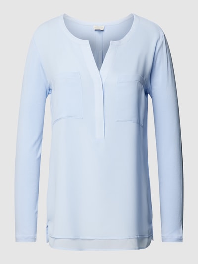 Milano Italy Blouse met paspelzakken op de borst Bleu - 2