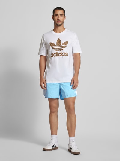 adidas Originals Korte regular fit broek met labelstitching Blauw - 1