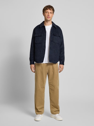 Only & Sons Regular fit overhemdjack van geborsteld materiaal, model 'GIO' Donkerblauw - 1