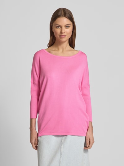 FREE/QUENT Strickshirt aus Viskose-Mix mit Rundhalsausschnitt Modell 'JONE' Pink 4