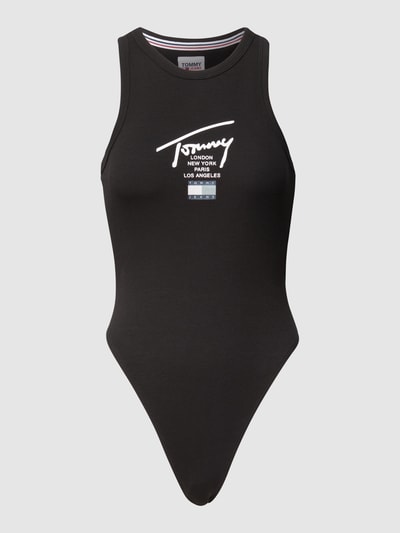 Tommy Jeans Body in Ripp-Optik Schwarz 2