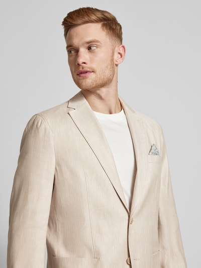 Christian Berg Men Leinensakko mit Brustleistentasche Beige 3