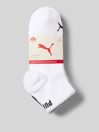 Produktfoto, Sneakersocken mit Logo im 4er-Pack von PUMA aus weißem Baumwoll-Mix mit Stretch, elastisches Rippenbündchen, Herren