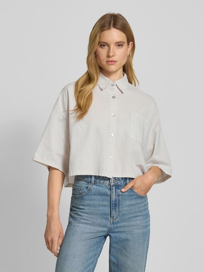 VILLA SOPHIE Cropped Bluse aus Leinen-Baumwoll-Mix Modell 'Quinn' Beige 4