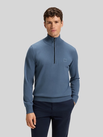BOSS Orange Regular Fit Troyer aus Baumwoll-Kaschmir-Mix Modell 'KANOBIX_S' Rauchblau 4