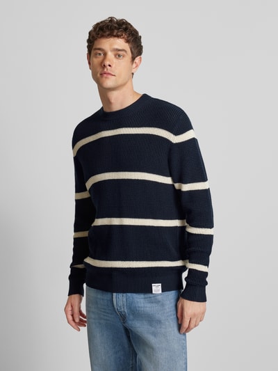 Pepe Jeans Gebreide pullover met ronde hals, model 'Cairo' Marineblauw - 4