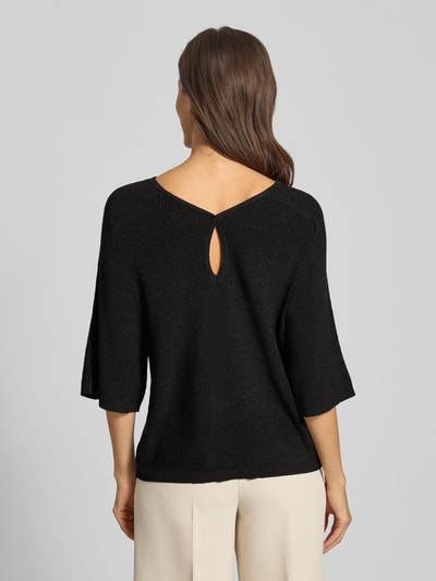 ICHI Sweter z dzianiny z rękawem o dł. 3/4 model ‘CODY’ Czarny 5